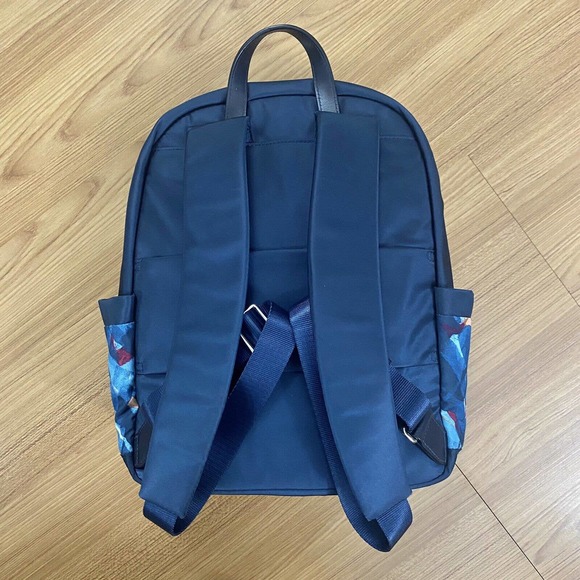 TUMI Margarita Nylon Backpack Small Leather Trim Blue Abstract Print Bag main image 6